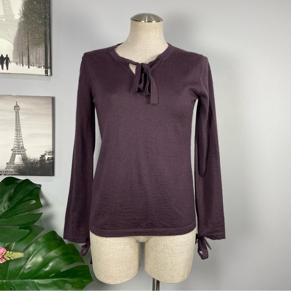 BLACK GOAT cashmere silk purple career luxury sweater Sz M - Picture 14 of 14